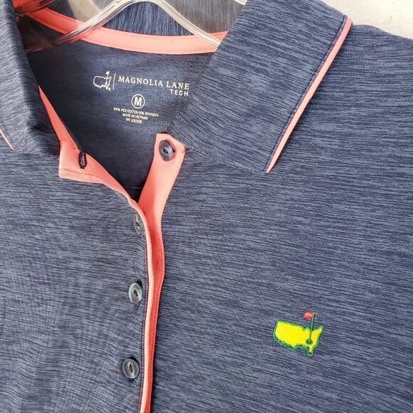 NWOT Masters Magnolia Lane Tech $240 Polo Shirt Short Sleeve Navy size M Golf - Picture 3 of 12